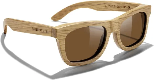 Vista 5 de MERRY'S Gafas de sol polarizadas de madera para hombre 100% UV vintage Eyewear S5140