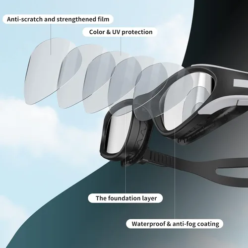 Vista 3 de Gafas de natación, gafas de natación para adultos, hombres y mujeres, antiniebla, sin fugas, gafas de piscina