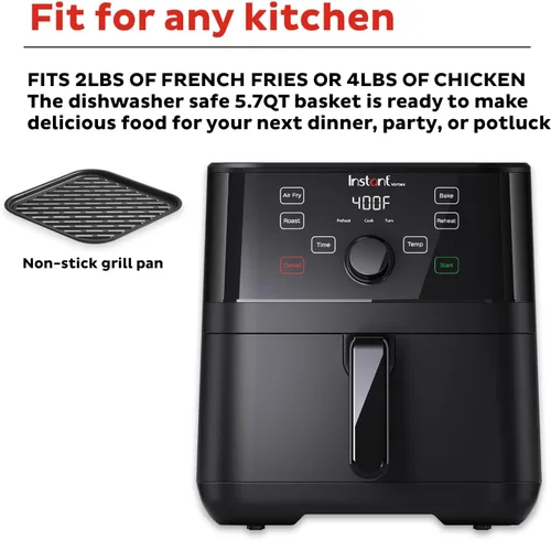 Vista 6 de Instant Pot Vortex - Freidora de aire de 5.7 cuartos de galón, opciones de programas personalizados, funciones 4 en 1, tecnología EvenCrisp que