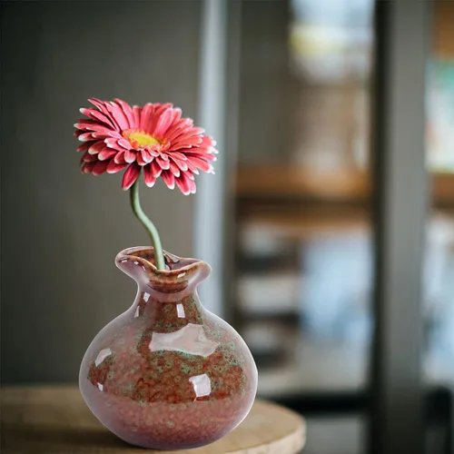 Vista 8 de Florero de cerámica, jarrones de flores esmaltadas, modernos jarrones decorativos de flores secas, jarrón elegante floral para repisa, centros