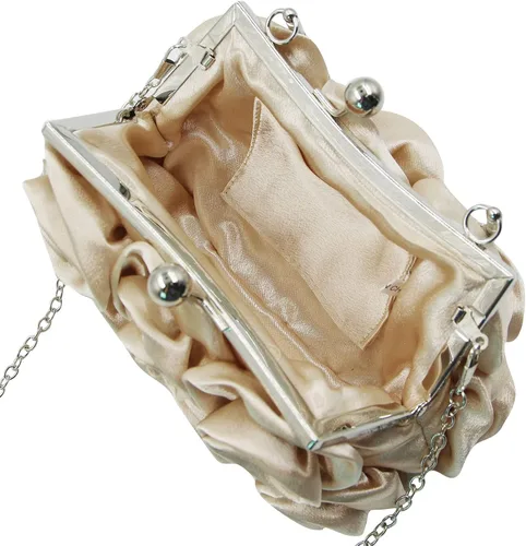 Vista 3 de RARITYUS Bolso de noche para mujer con forma de rosa de satén sedoso con elegante asa de metal para fiesta, boda