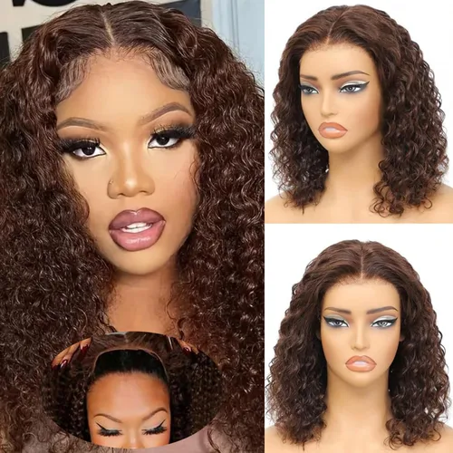 Vista 34 de Pelucas de cabello humano rizado con cierre de encaje HD de 5x5 de onda profunda para mujeres morenas, sin pegamento, pre cortadas, 180%