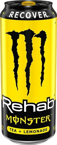 Vista 26 de Monster Energy Rehab Té Verde + Energía, Té Helado Energético, Bebida Energética 15.5 onzas (Paquete de 15) Té helado energético, paquete de 15