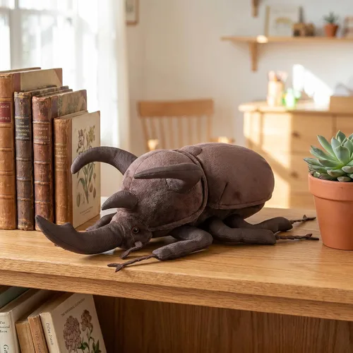 Vista 8 de Simulación Escarabajo Atlas Juguete de Peluche Relleno - 10" Insecto Animal Chalcosoma Atlas Realista, Modelo de Animales Crustáceos Suaves