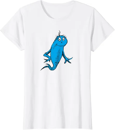 Vista 22 de Dr. Seuss Blue Fish Character - Camiseta con licencia oficial Negro
