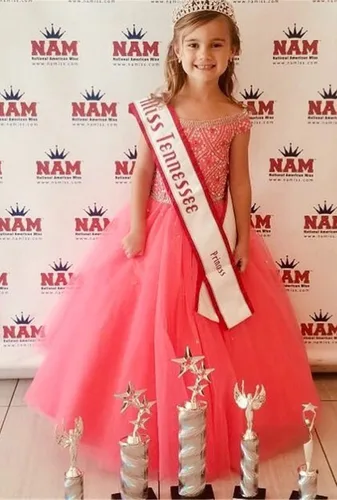 Vista 5 de Junguan Vestidos de tul Aline Princess para niñas, vestidos de baile formales TF017
