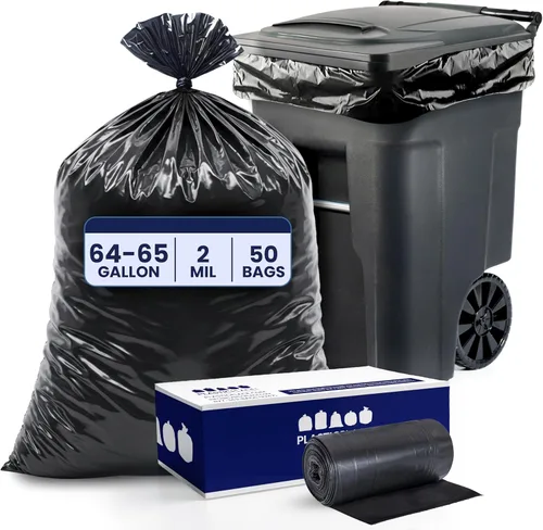 Vista 12 de Bolsas de basura de 64 galones para cubo, negras, 1,5 ml, 50 x 60, 50 bolsas) por caja