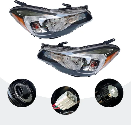 Vista 5 de CNCEST Par de faros delanteros halógenos, ajuste directo, carcasa cromada, lente transparente, para modelos Subaru Impreza 2015-2016, delantero