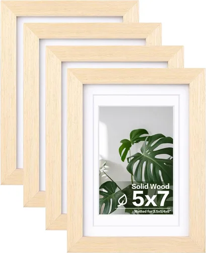 Vista 100 de Egofine - Juego de 4 portarretratos A4 de madera maciza y cubierta de plexiglás de 4 x 6/6 x 8 pulgadas con paspartú o A4 sin paspartú, para mesa