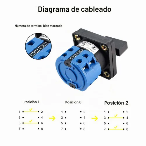 Vista 3 de Interruptor de cambio LW28-20 3 posiciones 8 terminales Selector de leva giratorio universal Interruptores de bloqueo 550V 20A