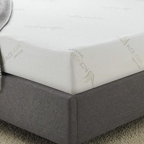 Vista 5 de AC Pacific ALOE - Colchón de espuma viscoelástica de lujo, suave, para dormitorio, con extracto de aloe vera, con infusión de tela, tamaño Queen
