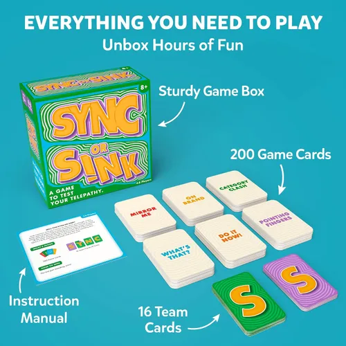 Vista 6 de Sincronizar o hundir: divertido juego de cartas familiar para niños, adolescentes y adultos, desafío de pareja de ritmo rápido, divertido favorito
