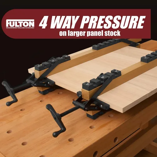 Vista 4 de Peachtree Woodworking Supply Paquete de 2 abrazaderas de presión de 4 vías para sujetar paneles desde todas las direcciones. Para carpinteros
