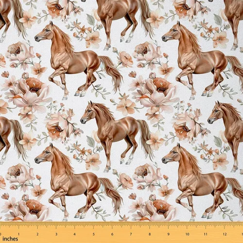 Vista 19 de Tela Leopardo por el Patio, Tela de Tapicería Negra, Blanca, Zebra Salvaje, Jirafa, Animal para Sillas y Sofás, Tela Azul con Hojas y Flores