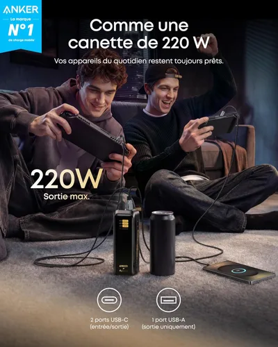 Vista 3 de Anker Prime Power Bank Black Myth: Wukong Edition, cargador portátil de 3 puertos de 20,100 mAh con 220 W, alimentación bidireccional, aprobado por