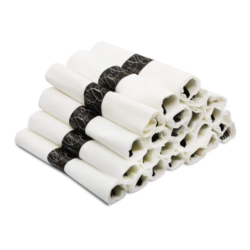 Vista 5 de Party Essentials N501625 Servilletas preenrolladas con juego de cubiertos desechables de plata resistente, 300 rollos