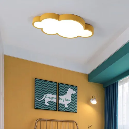 Vista 8 de Lámpara de techo LED en forma de nube, 48 cm/19 pulgadas, 36W, amarilla, con control remoto, 4 temperaturas de color, luz cálida ajustable