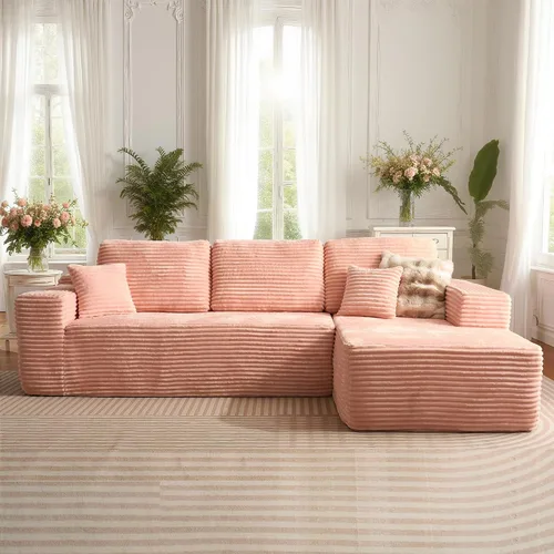 Vista 12 de Sofá modular Cloud de 96 pulgadas con tumbona, asiento profundo en forma de L, moderno sofá cama sin hueso, no requiere montaje, sofás sin hueso