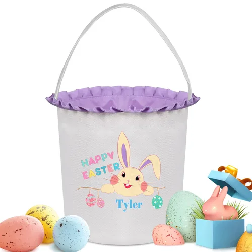 Vista 12 de Cestas de Pascua personalizadas para niños y niñas, cestas de conejo de Pascua personalizadas para niños, cesta de caza de huevos de Pascua, regalos
