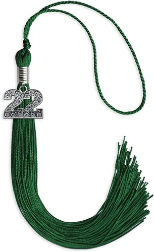 Vista 21 de Endea Graduation Borla de un solo color con dije de plata brillante (oro antiguo, 2022)