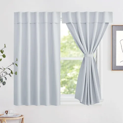 Vista 17 de NICETOWN Biscotti - Cortinas opacas para puerta francesa, color beige, 72 pulgadas de largo Cortina de ventana portátil de granja autoadhesiva