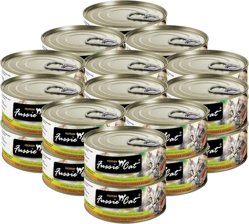 Vista 13 de Fussie Cat Comida húmeda prémium de atún con pollo en Aspic sin granos para gatos, latas de 2.82 onzas, caja de 24 latas de atún con pollo en Aspic)