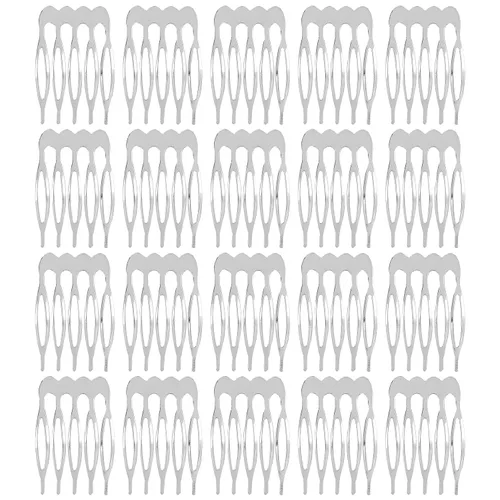 Vista 8 de Lawie Paquete de 20 peines laterales de metal dorado a granel con 5 dientes, para manualidades, manualidades, para boda, velo de novia, peinetas