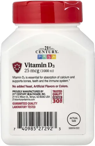 Vista 2 de 21st century D 1000 iu tabletas, 300-count (paquete de 3)