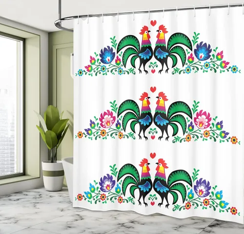 Vista 4 de Ambesonne – Juego de cortina para regadera de baño, de colección, con ganchos