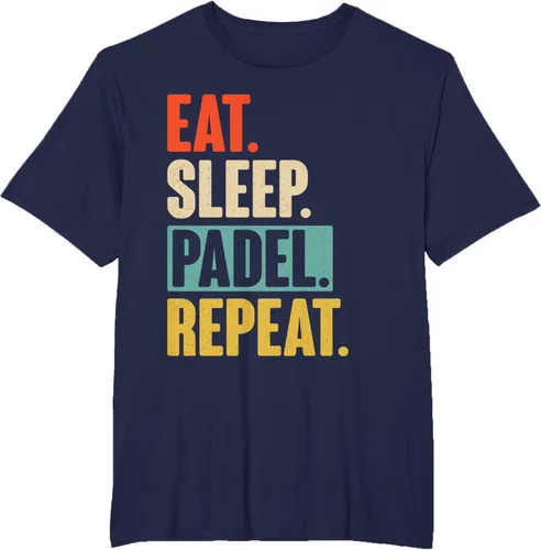 Vista 60 de Eat Sleep Padel Repeat - Camiseta de pádel retro vintage, Negro