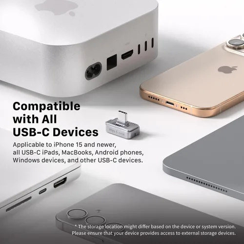 Vista 8 de ADAM elements SSD Flash Drive - iKlips S USB-C Nano Touch Fingerprint SSD de 256 GB para iPhone Serie 15/16/17
