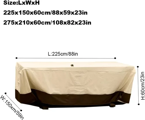 Vista 3 de Juego de sillas de mesa de patio con agujero para paraguas, resistente al agua, funda para muebles de exterior, rectangular, ovalada, para mesa