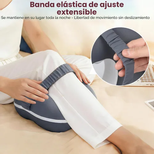 Vista 3 de Almohada de rodilla de espuma viscoelástica para dormir de lado, almohada de apoyo con diseño de recorte de corazón y correa ajustable, almohada