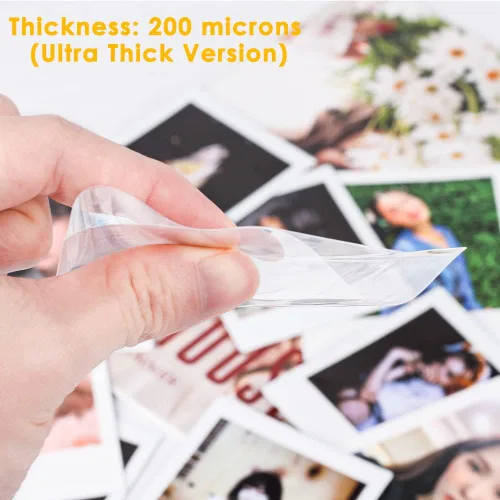 Vista 4 de Paquete de 50 fundas polaroid Kpop, ultra transparentes y ultra gruesas, fundas protectoras de 200 micras, perfectas para Kpop Standard 3.465x4.252