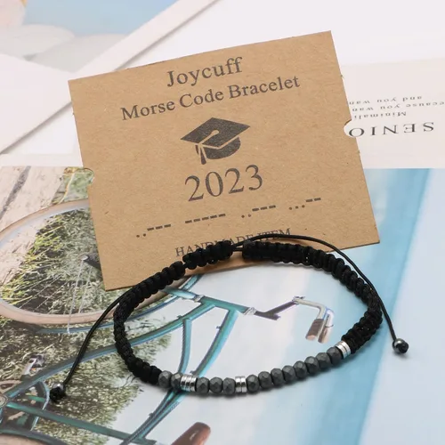 Vista 5 de JoycuFF Regalos inspiradores para niñas pulseras con código morse para mujer joyería única para hija mamá papá hijo regalo de amistad para mejores