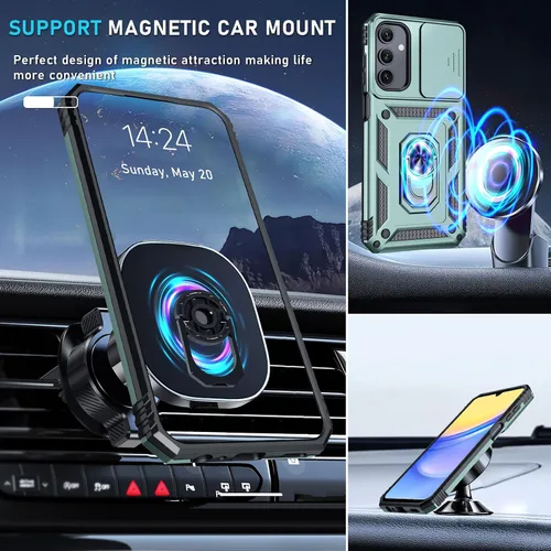 Vista 8 de Janmitta Compatible con Galaxy A15 5G Funda con Cubierta Deslizante Integrada para Lente de Cámara + Protector de Pantalla + Soporte de Anillo