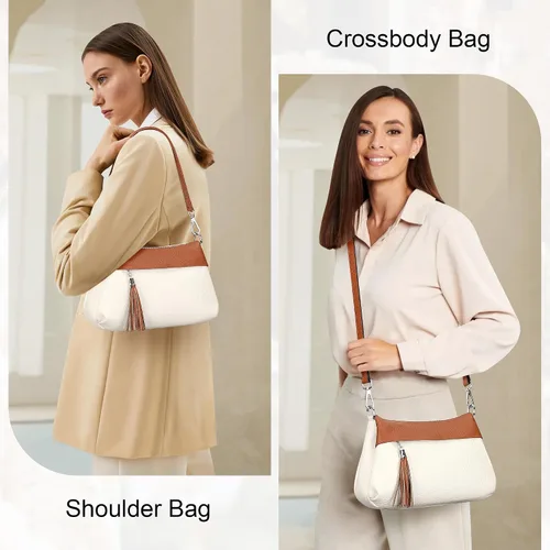 Vista 44 de Over Earth Genuine Leather Crossbody Bags for Women Small Hobo Handbags Shoulder Purses with 2 Detachable Straps