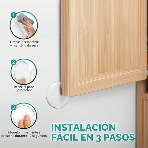 Vista 4 de Topes de puerta para pared, protectores de pared de silicona de 2 pulgadas, paquete de 6, transparentes