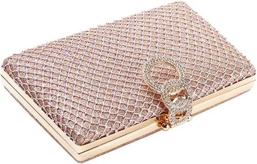 Vista 3 de Mulian LilY M106 Glitter Embrague Monedero Para Mujeres Brillante Noche Bolsos Fiesta Fiesta Bolso Rosa Oro
