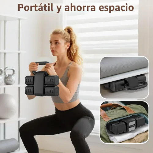 Vista 5 de 2-in-1 Adjustable Dumbbell Set, 4-Level Weights for Women Negro