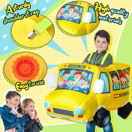 Vista 5 de Simgoing - Disfraz inflable de autobús escolar de 31.5 pulgadas para niños