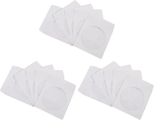 Vista 5 de Maxtek - Paquete de 100 fundas de papel blanco grueso de primera calidad para CD y DVD con ventana recortada y solapa, 3.53 oz