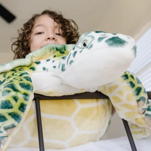 Vista 8 de Melissa & Doug Tortuga de mar gigante, animal de peluche realista (casi 3 pies de largo)
