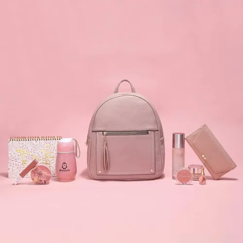 Vista 9 de Montana West Mochila mediana para mujer, mochila antirrobo con cremallera segura y borla, mochila rosada, Mochilas de viaje