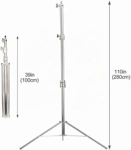 Vista 3 de EACHSHOT Soporte de luz resistente de 9.2 ft con bolsa de transporte, acero inoxidable con soporte de luz adaptador de 1/4 a 3/8 pulgadas para Godox