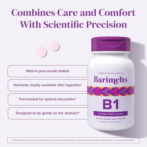 Vista 4 de BariMelts Vitamina B1, 90 tabletas, sabor natural a bayas