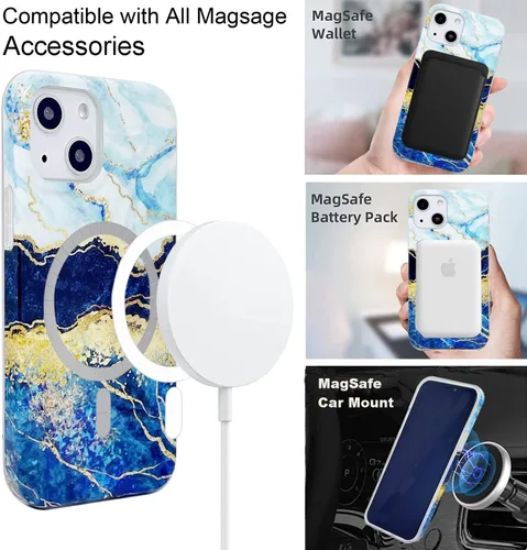 Vista 2 de Funda magnética para iPhone 13 y iPhone 14 de 6.1 pulgadas, compatible con carga MagSafe de poliuretano termoplástico suave, delgada, a prueba