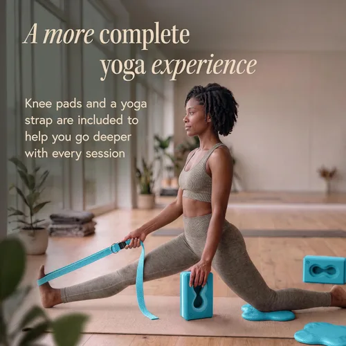 Vista 4 de Deep-Zen® Bloques de yoga con soporte de muñeca; bloques de yoga 2 unidades con rodilleras y correa para poner menos peso en las muñecas; juego
