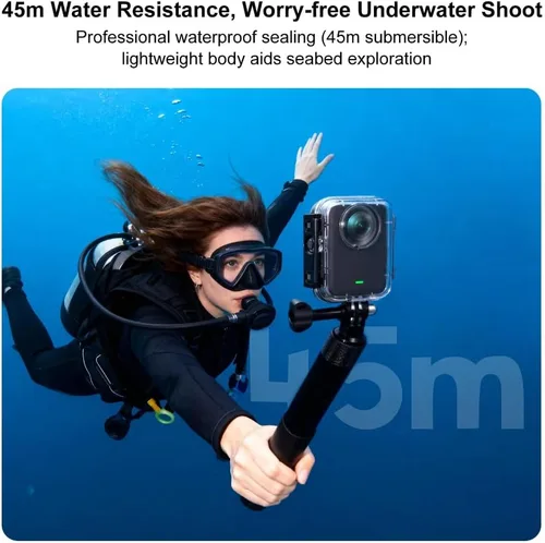 Vista 4 de Funda impermeable compatible con DJI Osmo 360, carcasa de buceo profesional de 144 pies, lente esférica con carcasa de PC a prueba de golpes