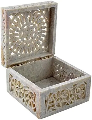 Vista 4 de Hashcart Joyero tallado a mano Caja decorativa para baratijas Caja de recuerdo Aniversario, regalos de inauguración de la casa para mujeres Caja